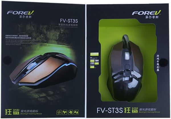 MOUSE FOREV/MODEL: ST3 USB/GAMING/ 3200 dPI/METAL/LARGE/LED RGB/BLACK